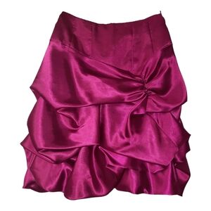 New Le CHATEAU Fusha Pink Ruffle Skirt Sz Zero (0) Made In Canada Zipper Closure